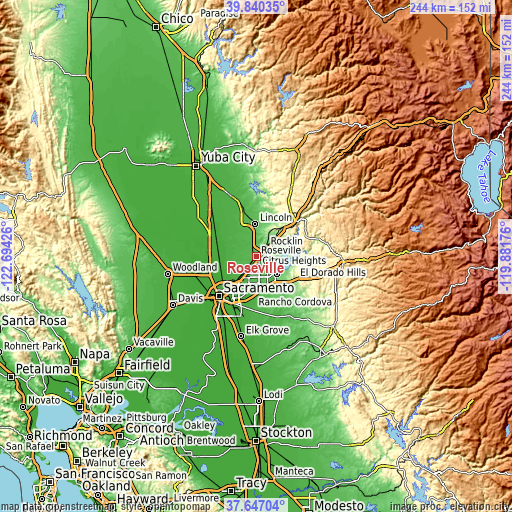 Topographic map of Roseville