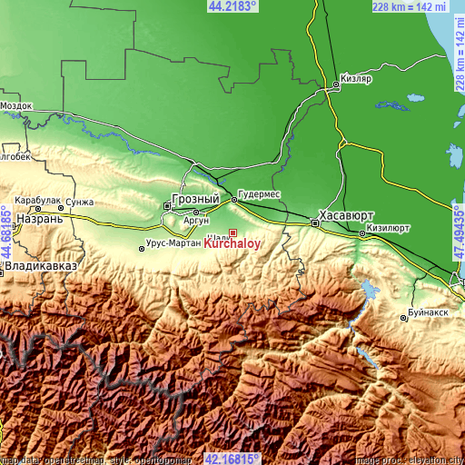 Topographic map of Kurchaloy