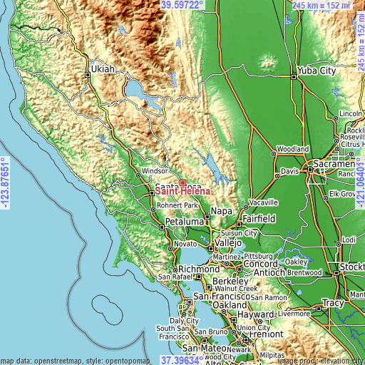 Topographic map of Saint Helena