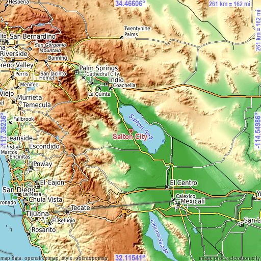 Topographic map of Salton City