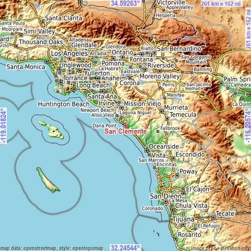 Topographic map of San Clemente