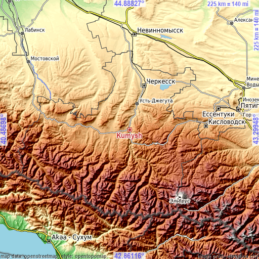 Topographic map of Kumysh