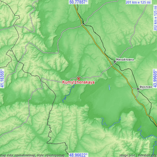 Topographic map of Kumylzhenskaya