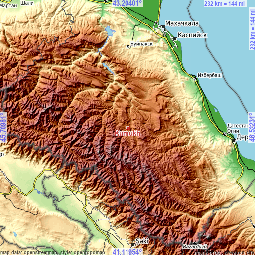 Topographic map of Kumukh