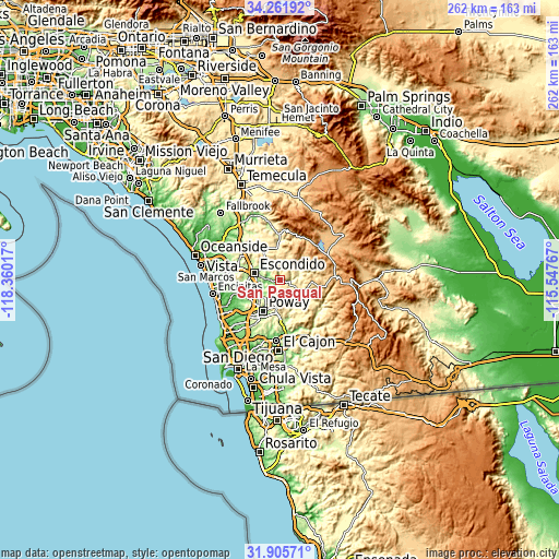 Topographic map of San Pasqual