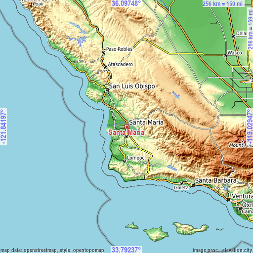 Topographic map of Santa Maria
