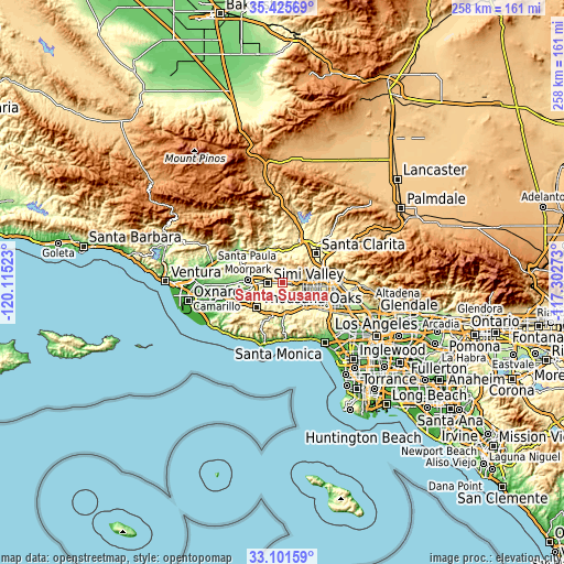 Topographic map of Santa Susana