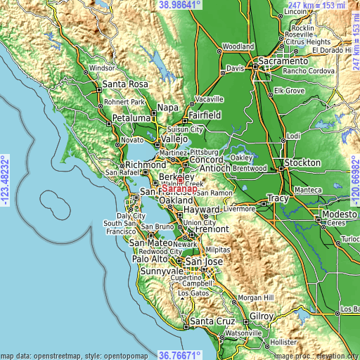 Topographic map of Saranap