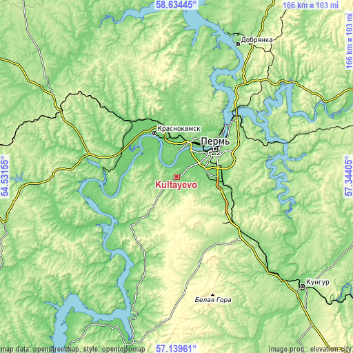 Topographic map of Kultayevo