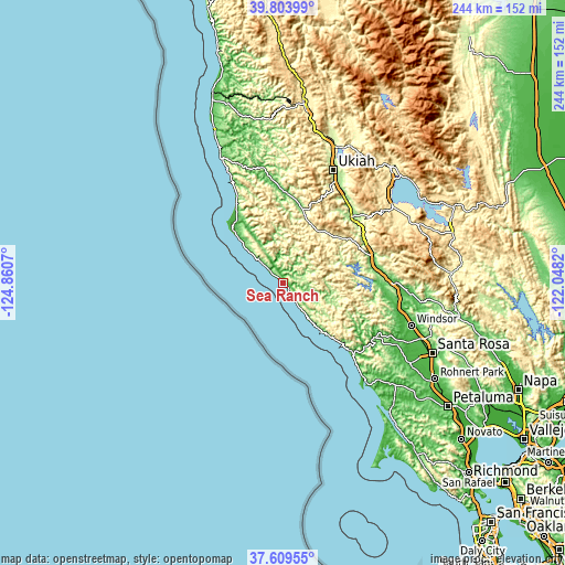 Topographic map of Sea Ranch