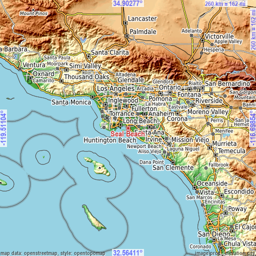 Topographic map of Seal Beach