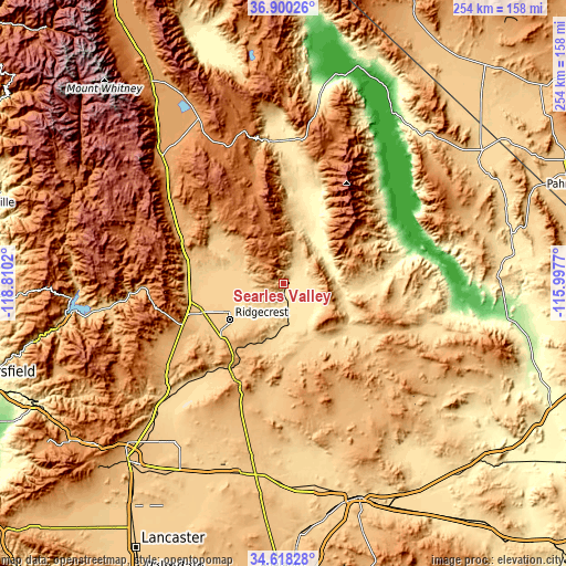 Topographic map of Searles Valley