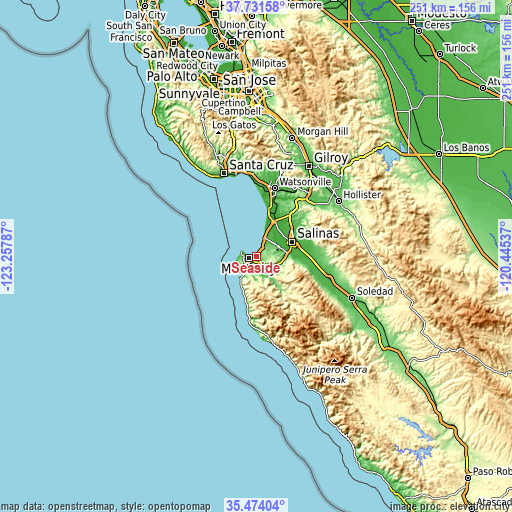 Topographic map of Seaside