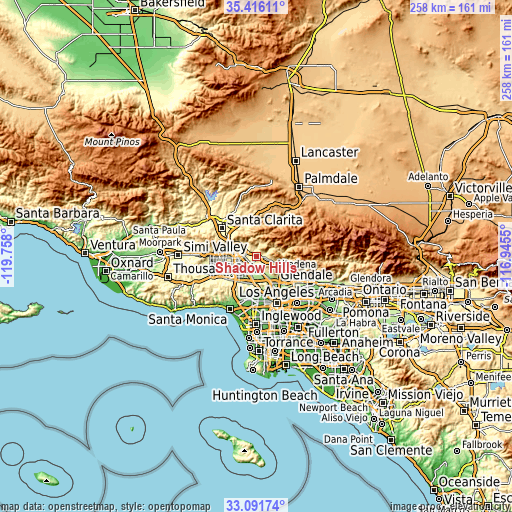 Topographic map of Shadow Hills