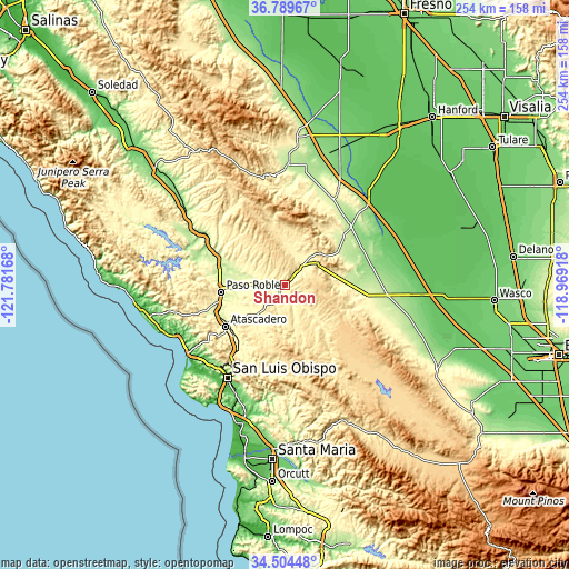 Topographic map of Shandon