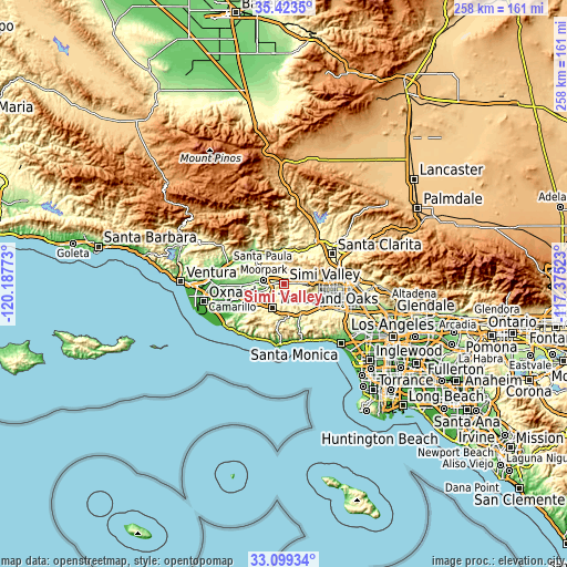 Topographic map of Simi Valley