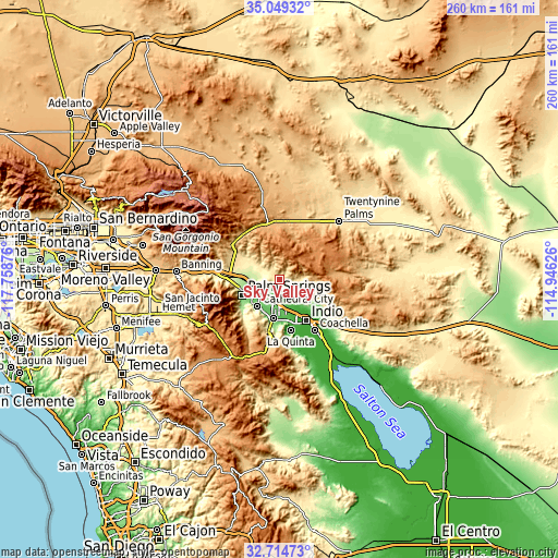 Topographic map of Sky Valley