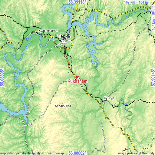 Topographic map of Kukushtan