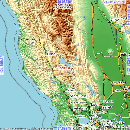 Topographic map of Soda Bay