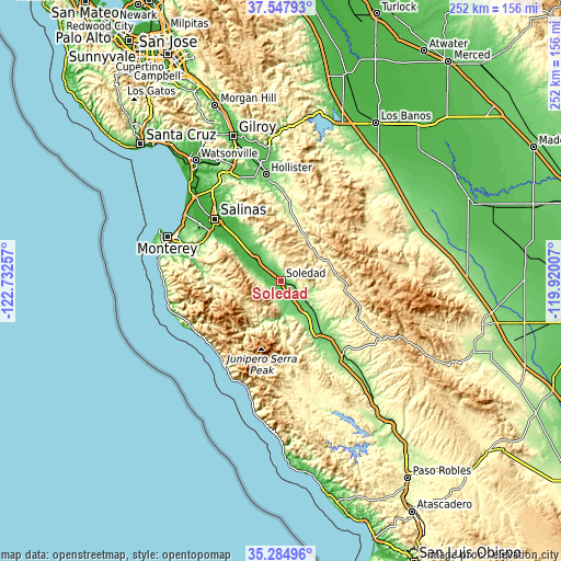 Topographic map of Soledad