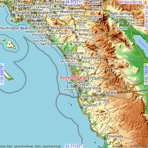 Topographic map of Sorrento Valley
