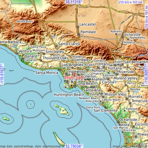 Topographic map of South Gate