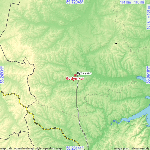 Topographic map of Kudymkar
