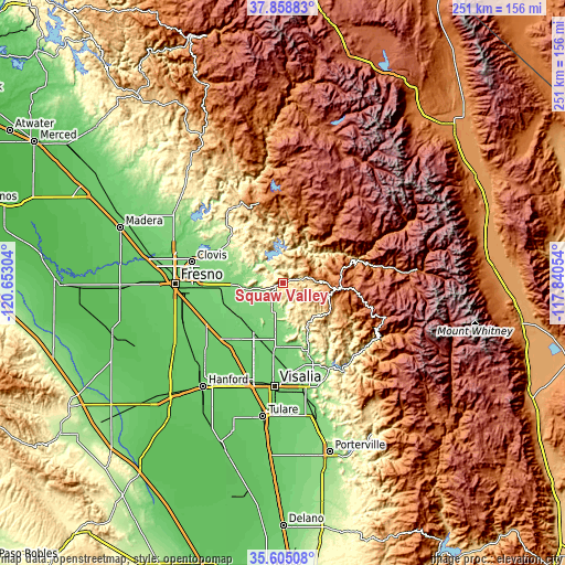 Topographic map of Squaw Valley