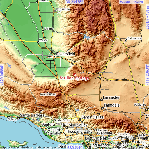 Topographic map of Stallion Springs