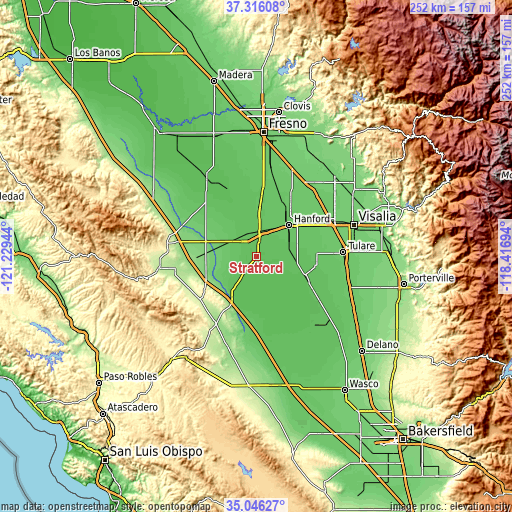 Topographic map of Stratford