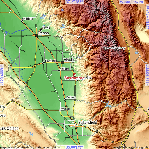 Topographic map of Strathmore