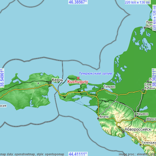 Topographic map of Kuchugury