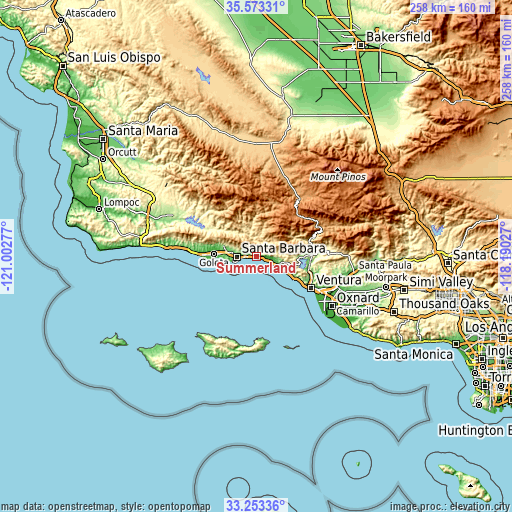 Topographic map of Summerland