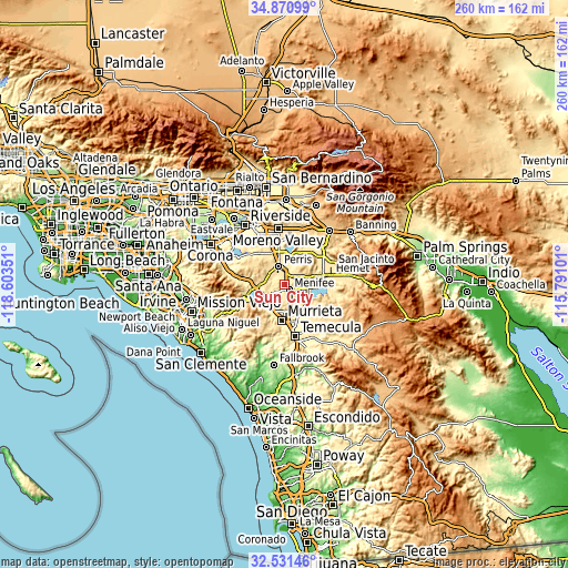 Topographic map of Sun City