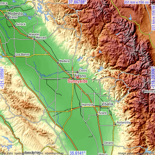 Topographic map of Sunnyside