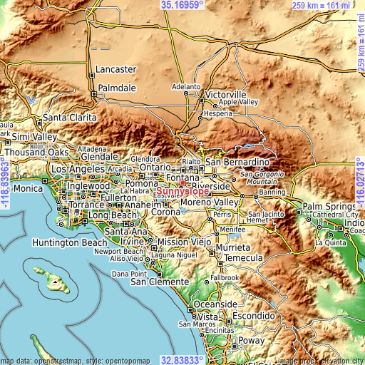 Topographic map of Sunnyslope