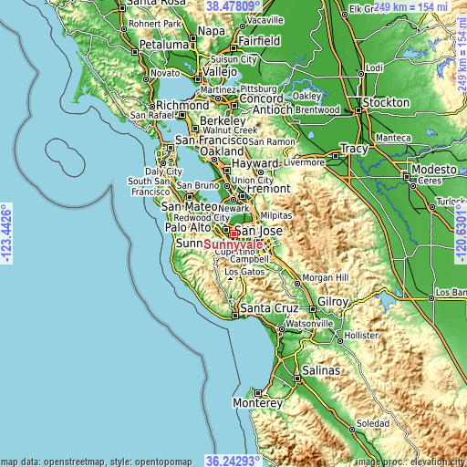 Topographic map of Sunnyvale