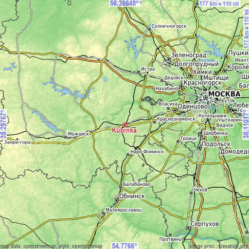 Topographic map of Kubinka