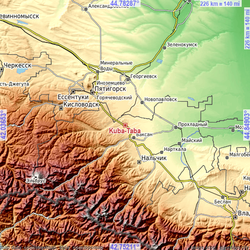 Topographic map of Kuba-Taba