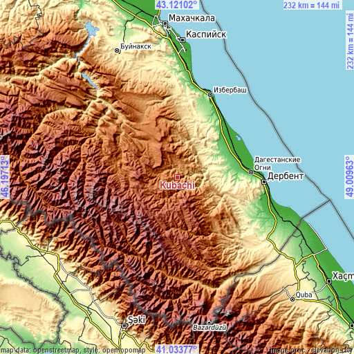 Topographic map of Kubachi