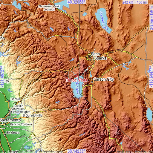 Topographic map of Tahoe Vista