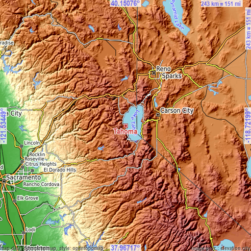 Topographic map of Tahoma