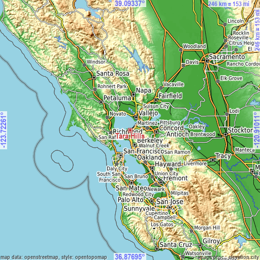 Topographic map of Tara Hills