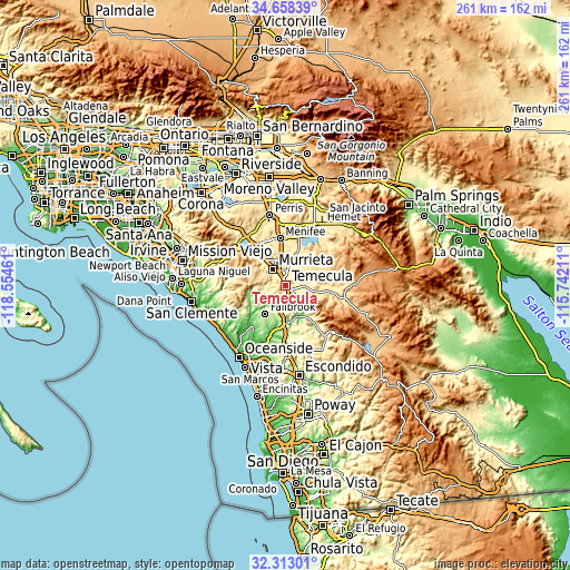 Topographic map of Temecula