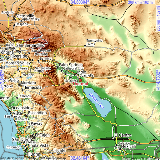 Topographic map of Thermal