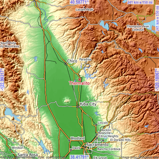 Topographic map of Thermalito