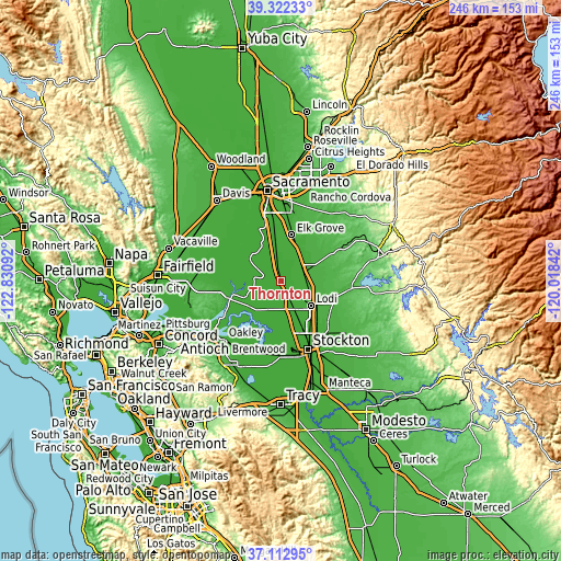 Topographic map of Thornton