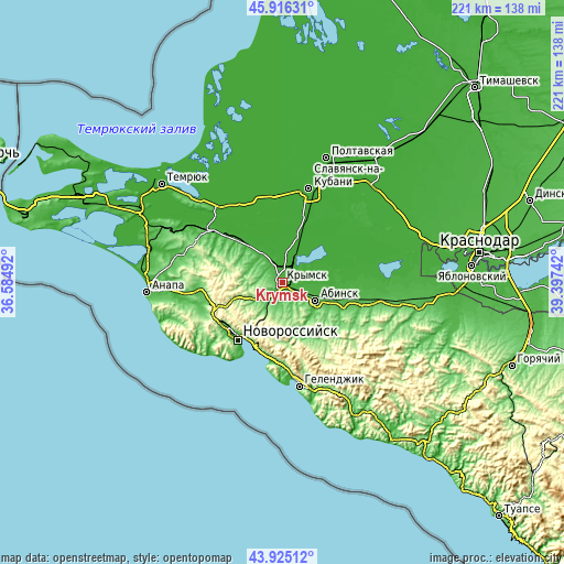 Topographic map of Krymsk