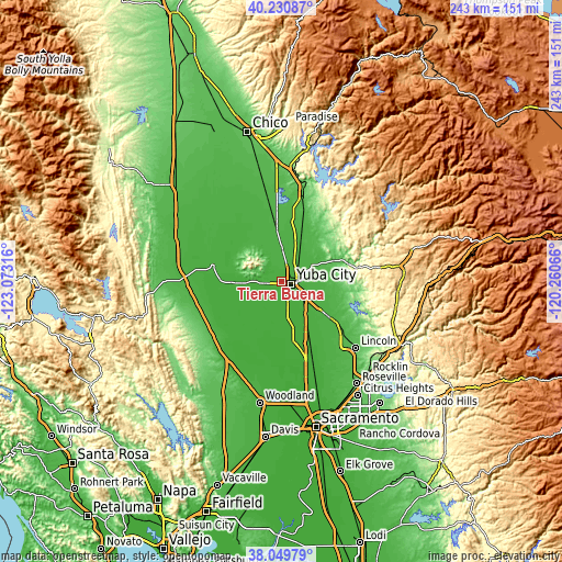 Topographic map of Tierra Buena