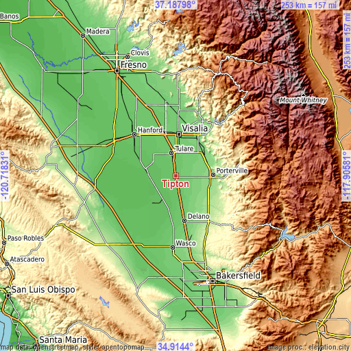 Topographic map of Tipton